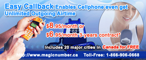 Unlimited CallBack for Canada Cellphone